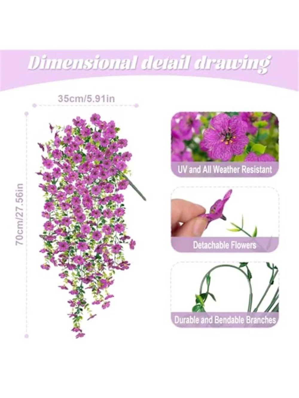 Artificial Hanging Orchid Flowers UV Resistant Faux Outdoor Indoor Porch Decor
